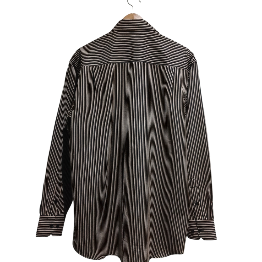 Rosso Fiorentino Black and Tan Striped Men's Dress Shirt - Picture 5 of 5